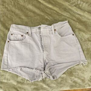 Levi's light pink Frayed Hem Jean Shorts